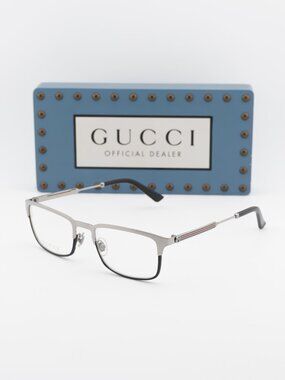 Gucci GG0135O 002 Rectangle Eyeglasses 52mm - Ruthenium / Black